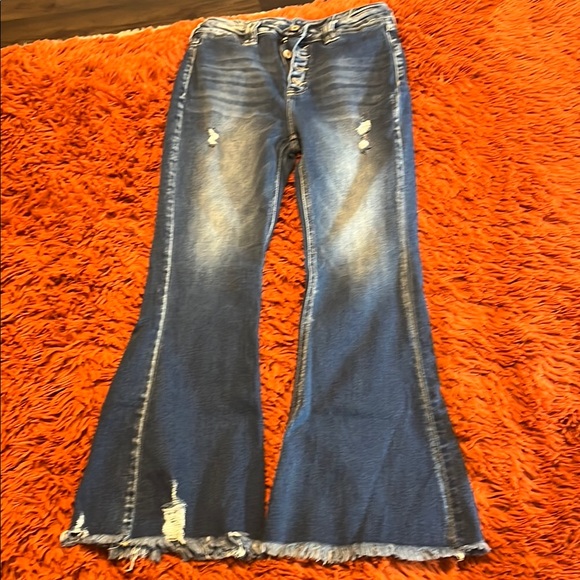 KanCan Denim - KanCan High Rise Flare Jeans with Vintage Distressing